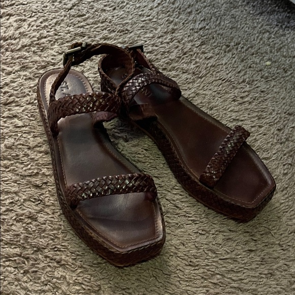 St. Agni Dark Brown Leather Sandals